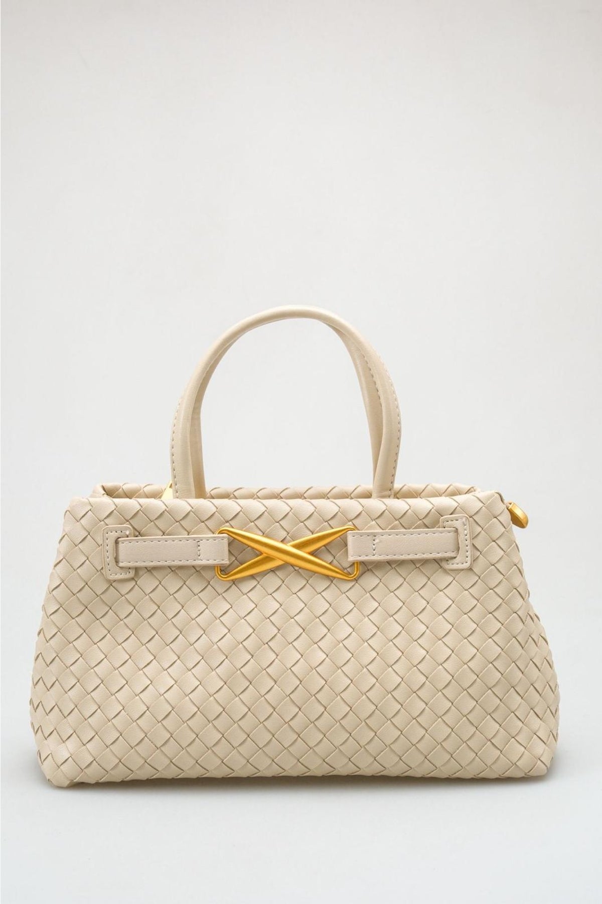 Verona - Beige Woven Top Handle Bag (women)