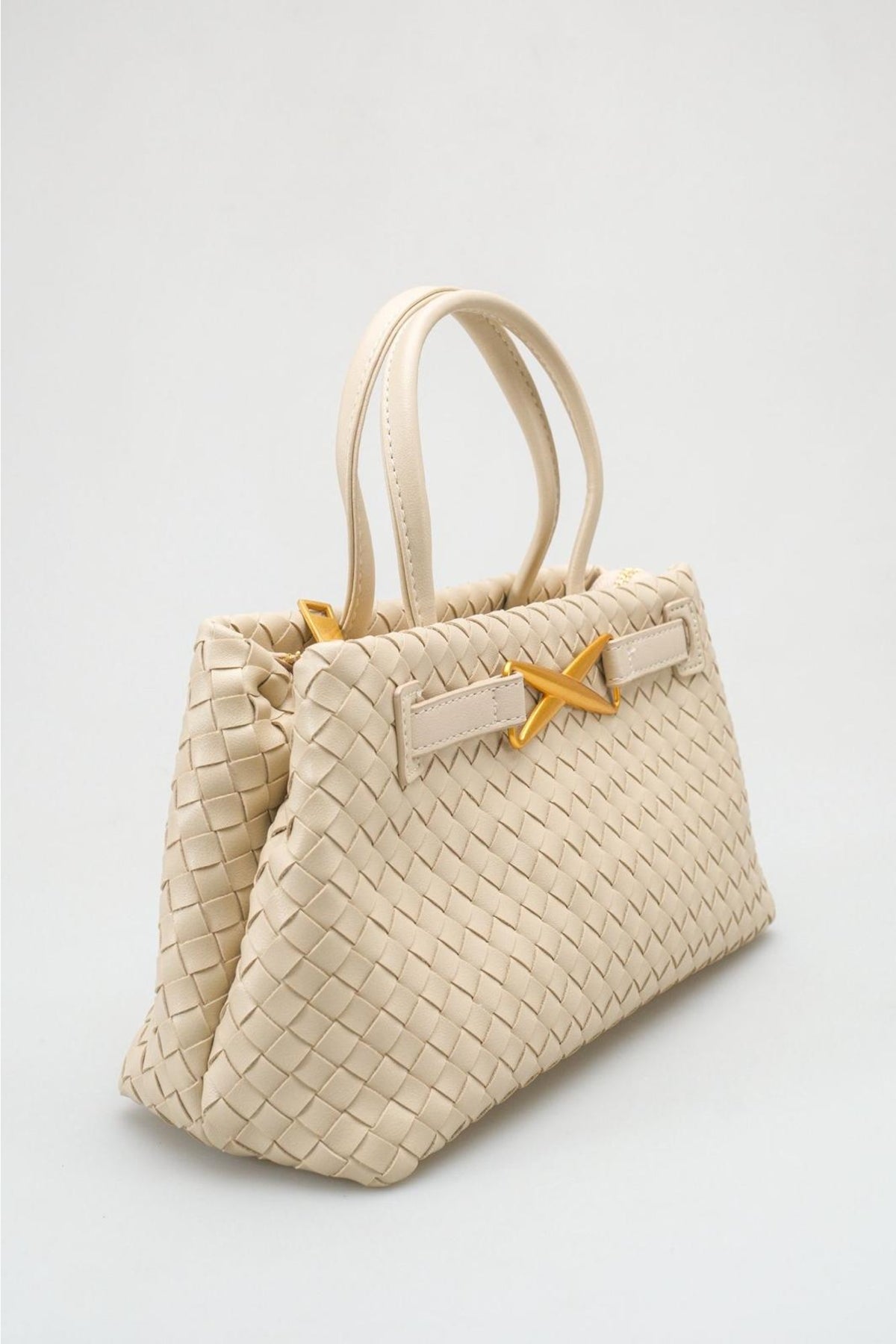 Verona - Beige Woven Top Handle Bag (women)