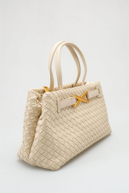 Verona - Beige Woven Top Handle Bag (women)