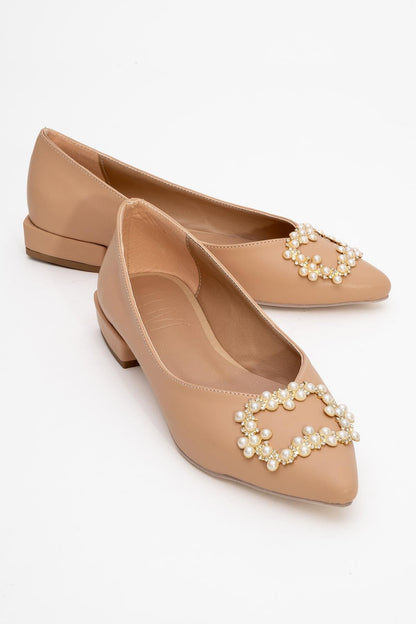 Gante - Bailarina adornada con perlas beige (Mujer)