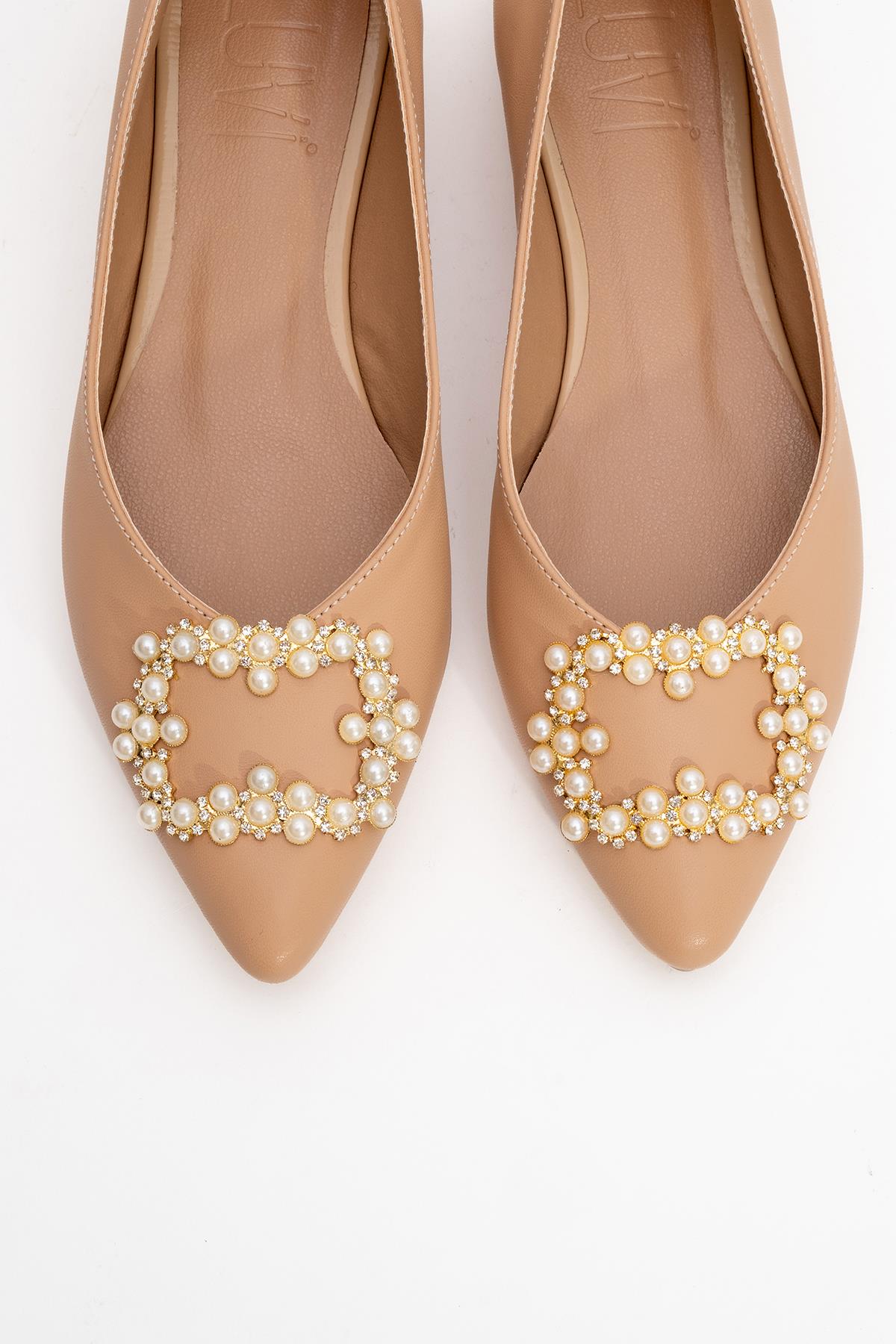 Gante - Bailarina adornada con perlas beige (Mujer)