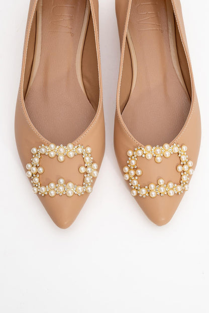 Gante - Bailarina adornada con perlas beige (Mujer)