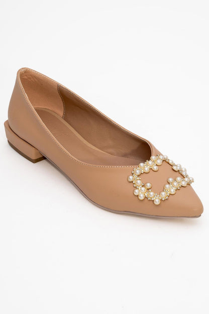 Gante - Bailarina adornada con perlas beige (Mujer)