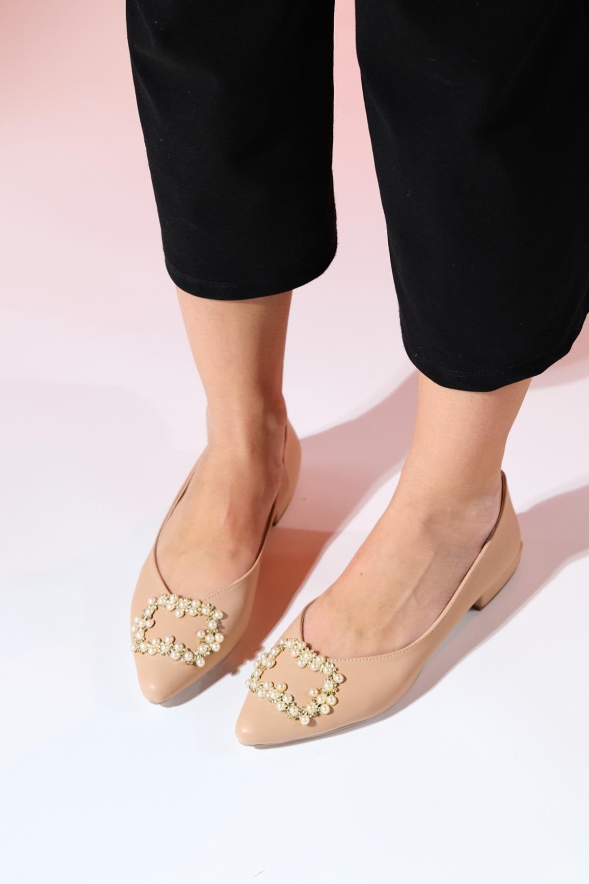 Gante - Bailarina adornada con perlas beige (Mujer)