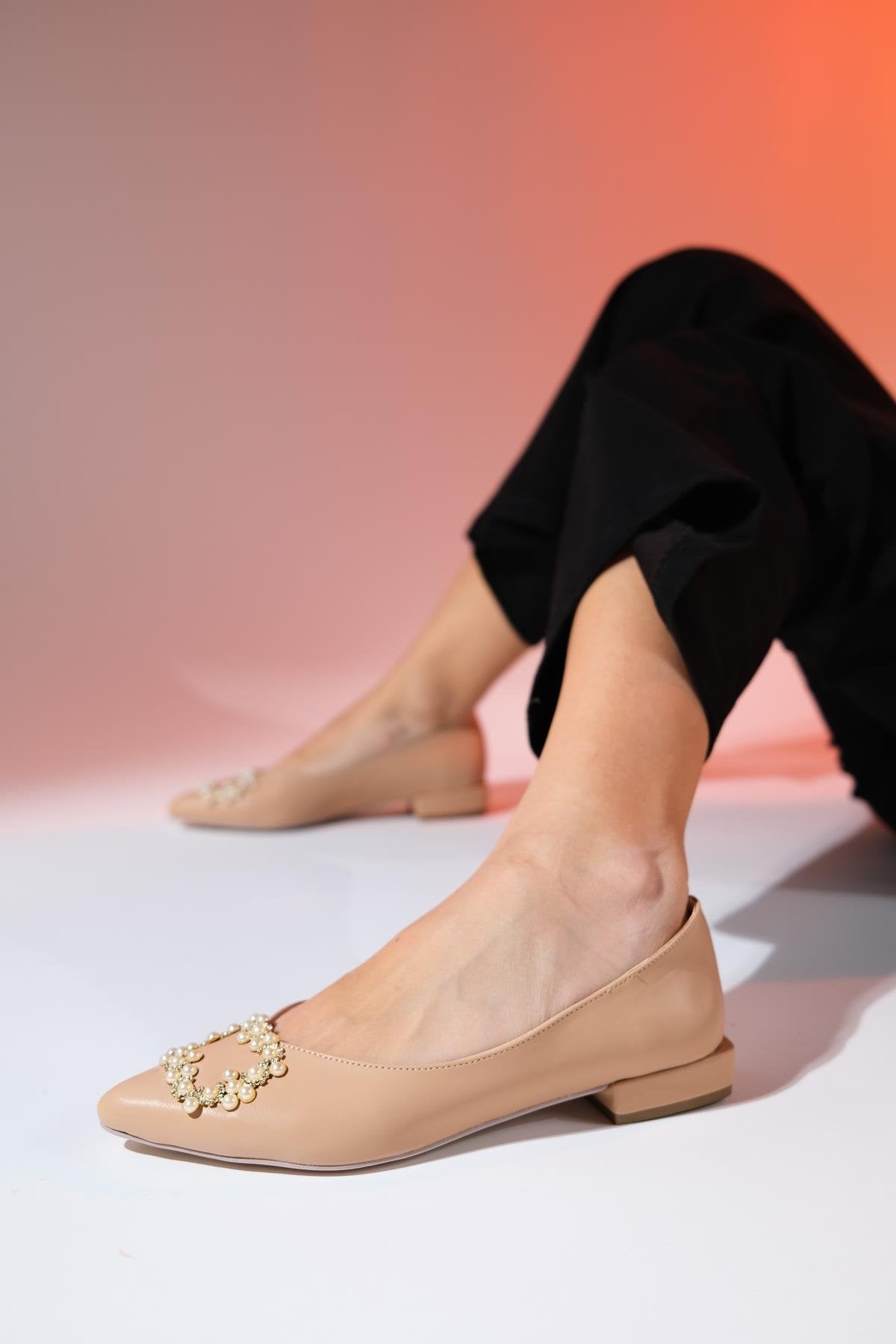 Gante - Bailarina adornada con perlas beige (Mujer)