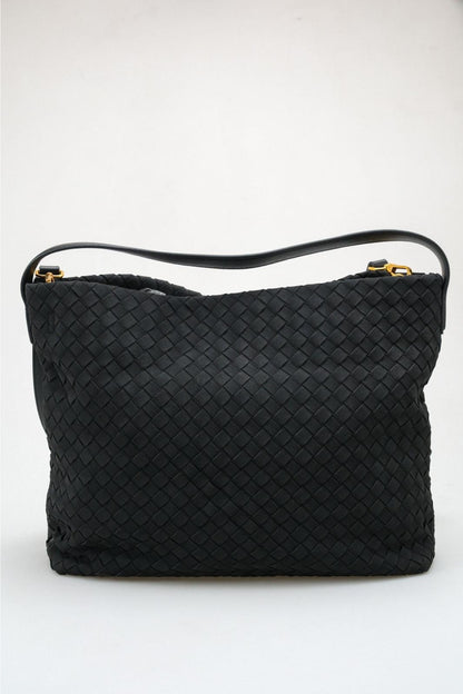 Luna - Black Woven Shoulder Bag (women)