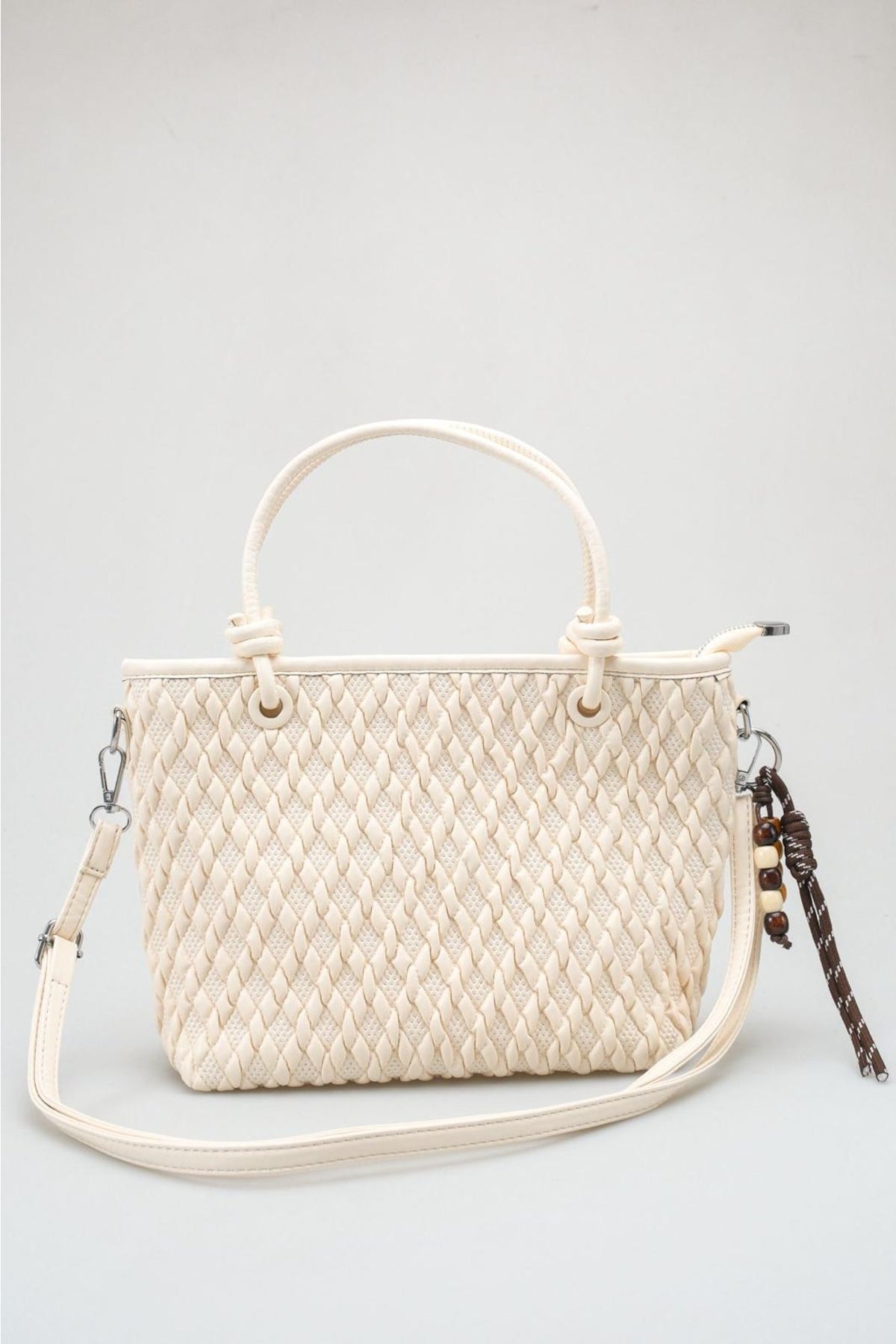 Sienna - White Woven Top Handle Bag (women)