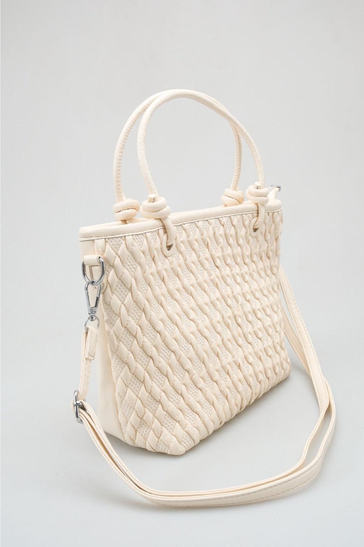 Sienna - White Woven Top Handle Bag (women)