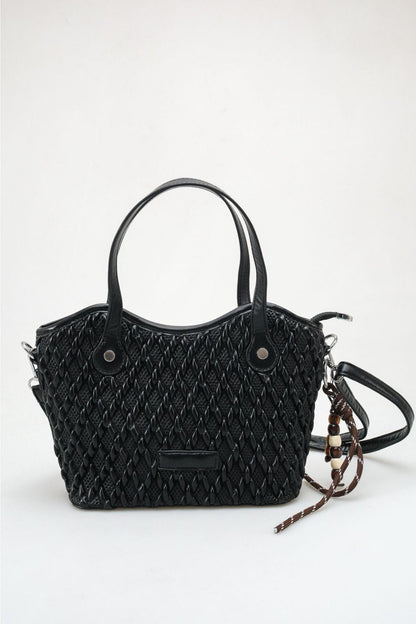 Amalfi - Black Textured Diamond Satchel (women)
