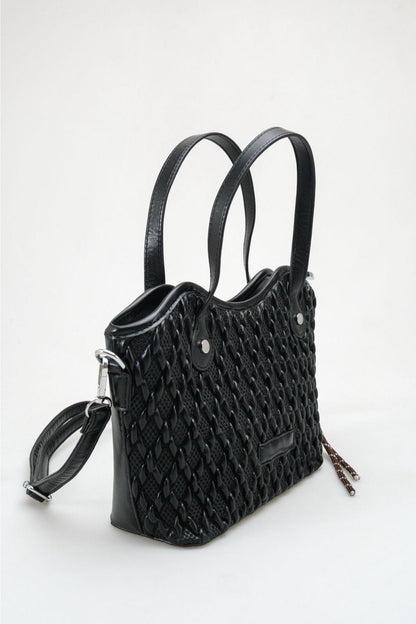 Amalfi - Black Textured Diamond Satchel (women)