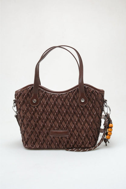 Amalfi - Satchel tipo diamante texturizado marrón oscuro (mujer)