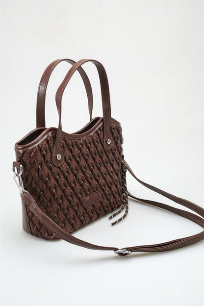 Amalfi - Satchel tipo diamante texturizado marrón oscuro (mujer)