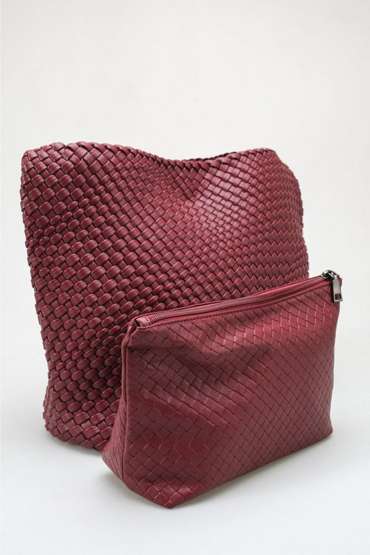 Bellini - Bolso hobo Intrecciato color borgoña con set de monedero (mujer)
