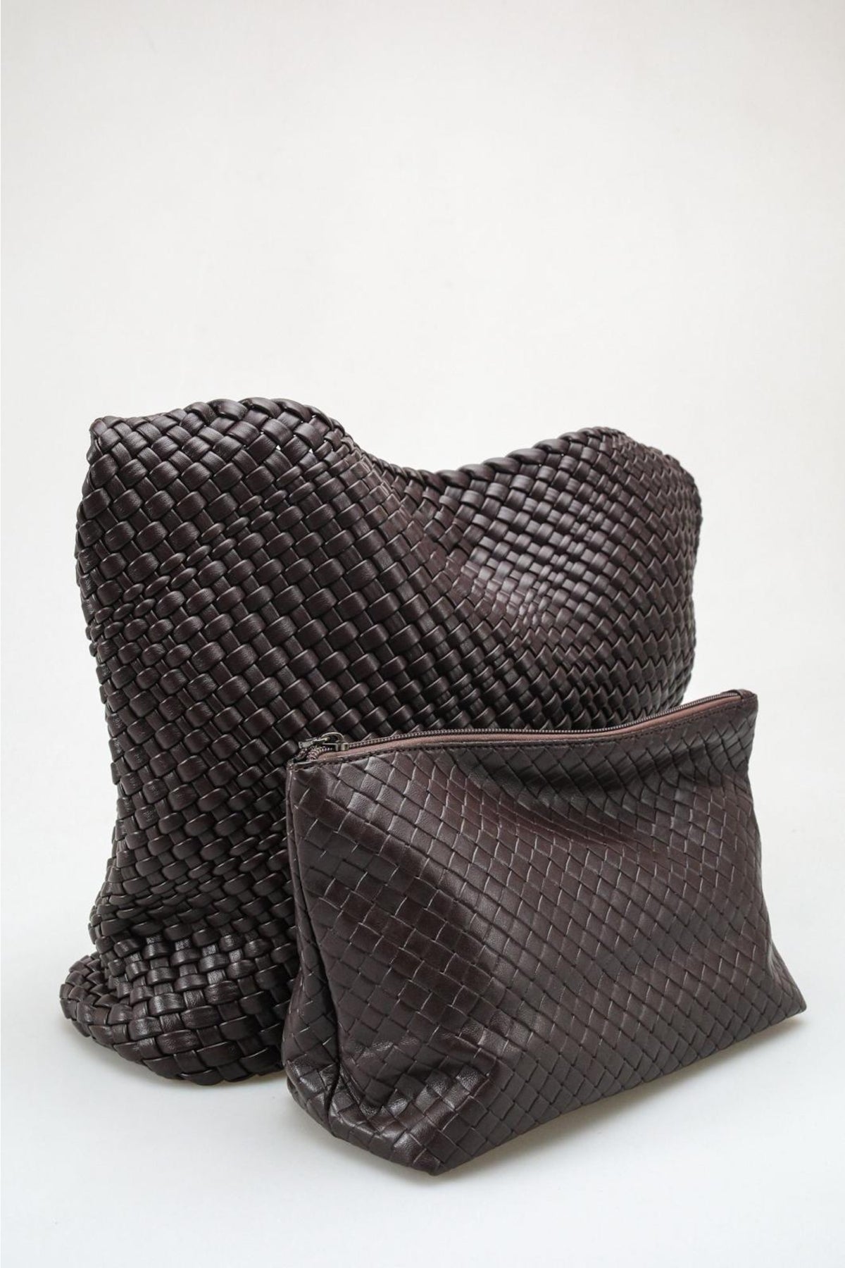 Bellini - Dark Brown Intrecciato Hobo Bag With Pouch Set (women)