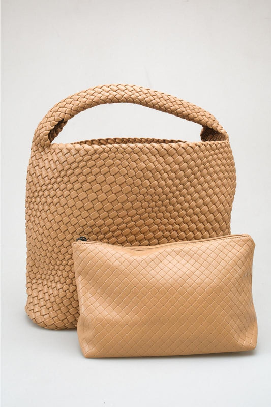 Bellini - Bolso hobo Camel Intrecciato con set de cartera (mujer)