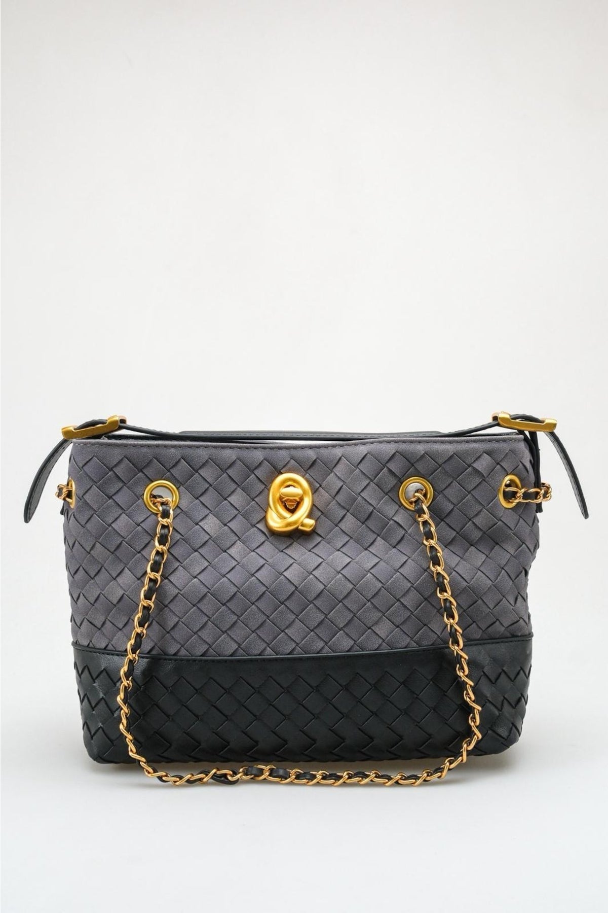 Bolso de hombro tejido Aria - Gris y negro (mujer)