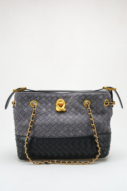 Bolso de hombro tejido Aria - Gris y negro (mujer)