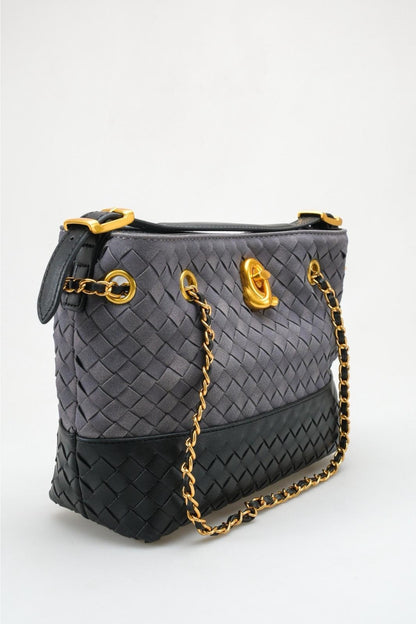 Bolso de hombro tejido Aria - Gris y negro (mujer)