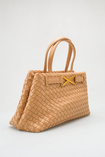 Verona - Beige Woven Top Handle Bag (women)