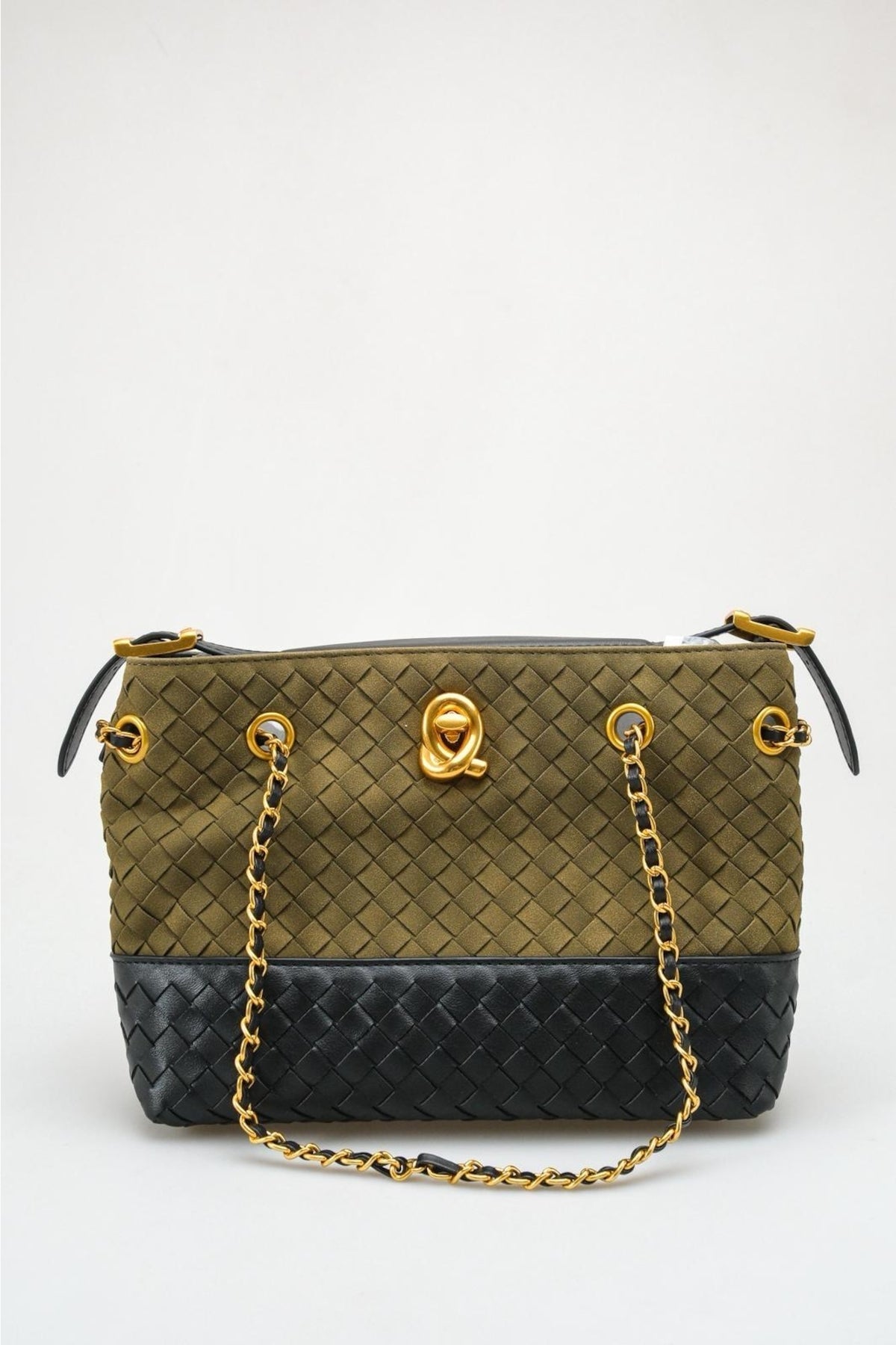 Aria - Bolso de hombro tejido caqui y negro (mujer)