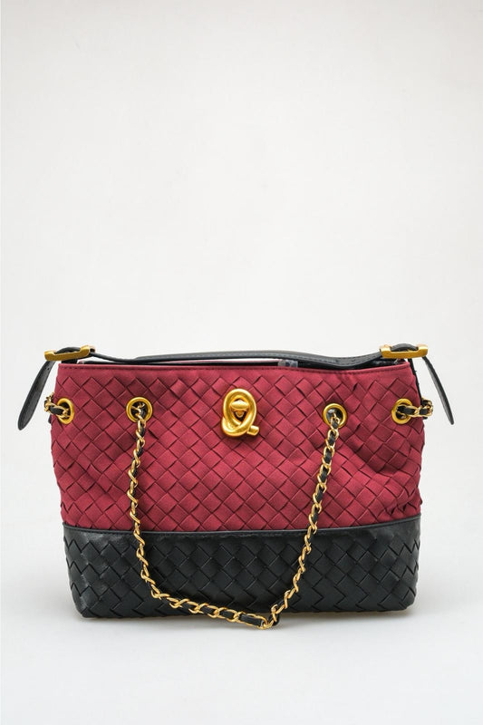 Aria - Bolso de hombro tejido burdeos y negro (mujer)