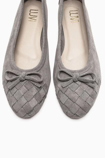 03 - Gray Genuine Leather Ballet Flat (Women)