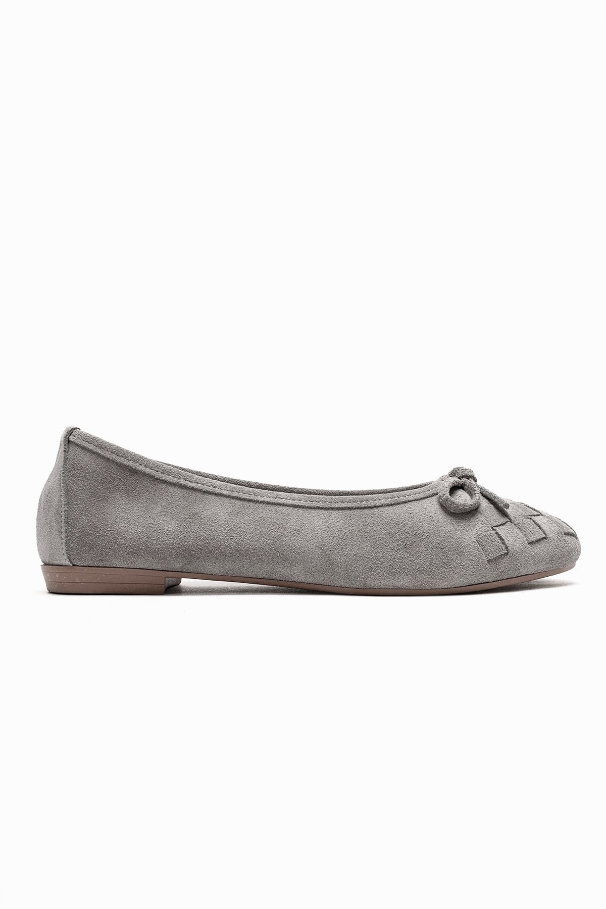 03 - Gray Genuine Leather Ballet Flat (Women)