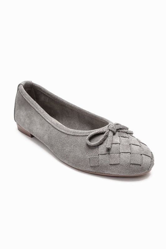 03 - Gray Genuine Leather Ballet Flat (Women)