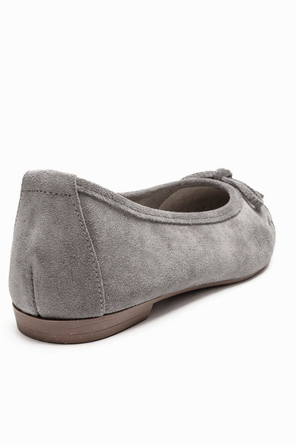 03 - Gray Genuine Leather Ballet Flat (Women)