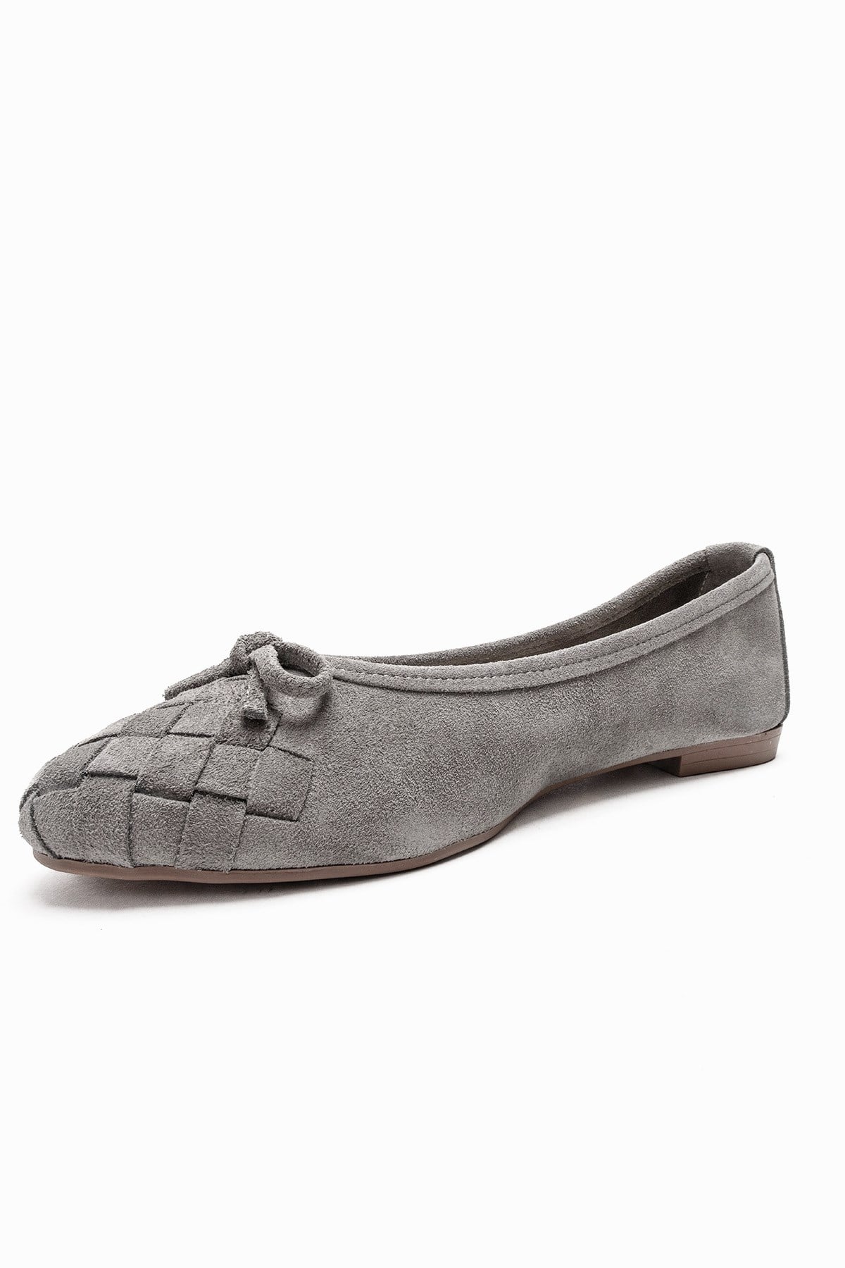 03 - Gray Genuine Leather Ballet Flat (Women)
