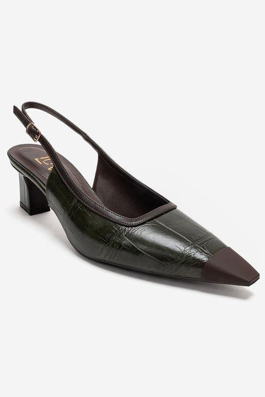 HILDA - Zapatilla de tacón de bloque verde (Mujer)
