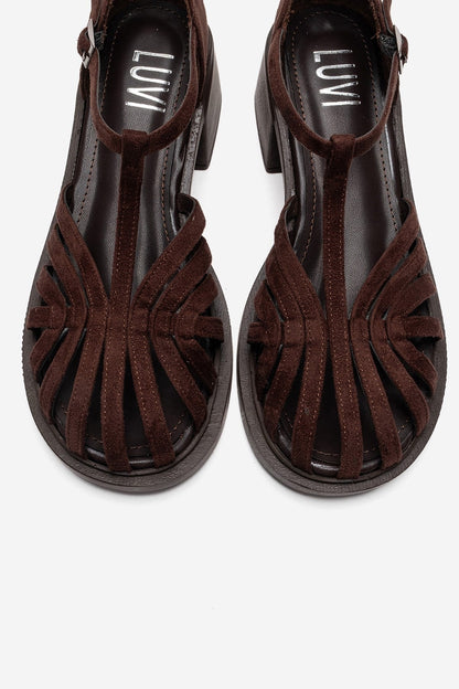 NOLANA - Brown Block Heel Sandal (Women)