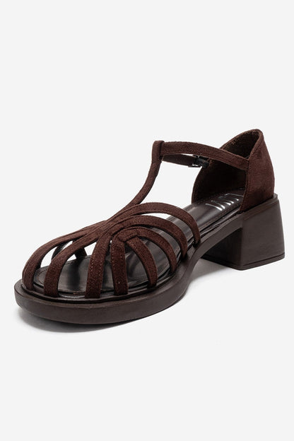 NOLANA - Brown Block Heel Sandal (Women)