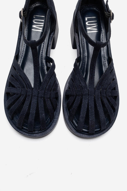 NOLANA - Navy Block Heel Sandal (Women)