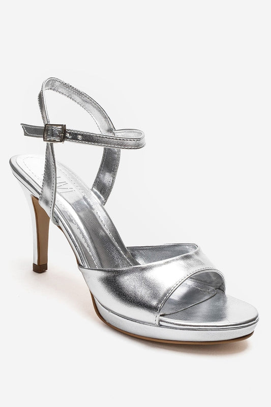 POISE - Zapatos de tacón de aguja plateados con plataforma (Mujer)