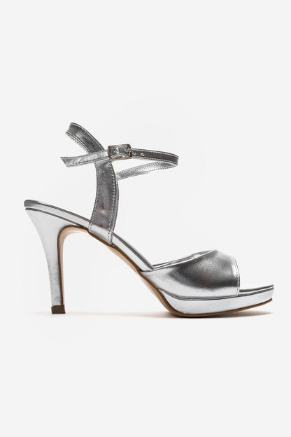 POISE - Zapatos de tacón de aguja plateados con plataforma (Mujer)