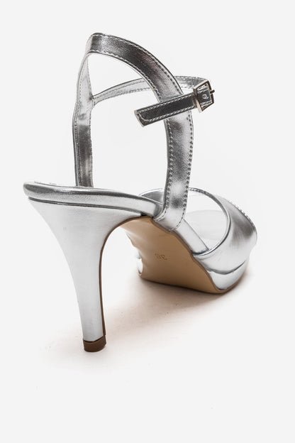 POISE - Zapatos de tacón de aguja plateados con plataforma (Mujer)