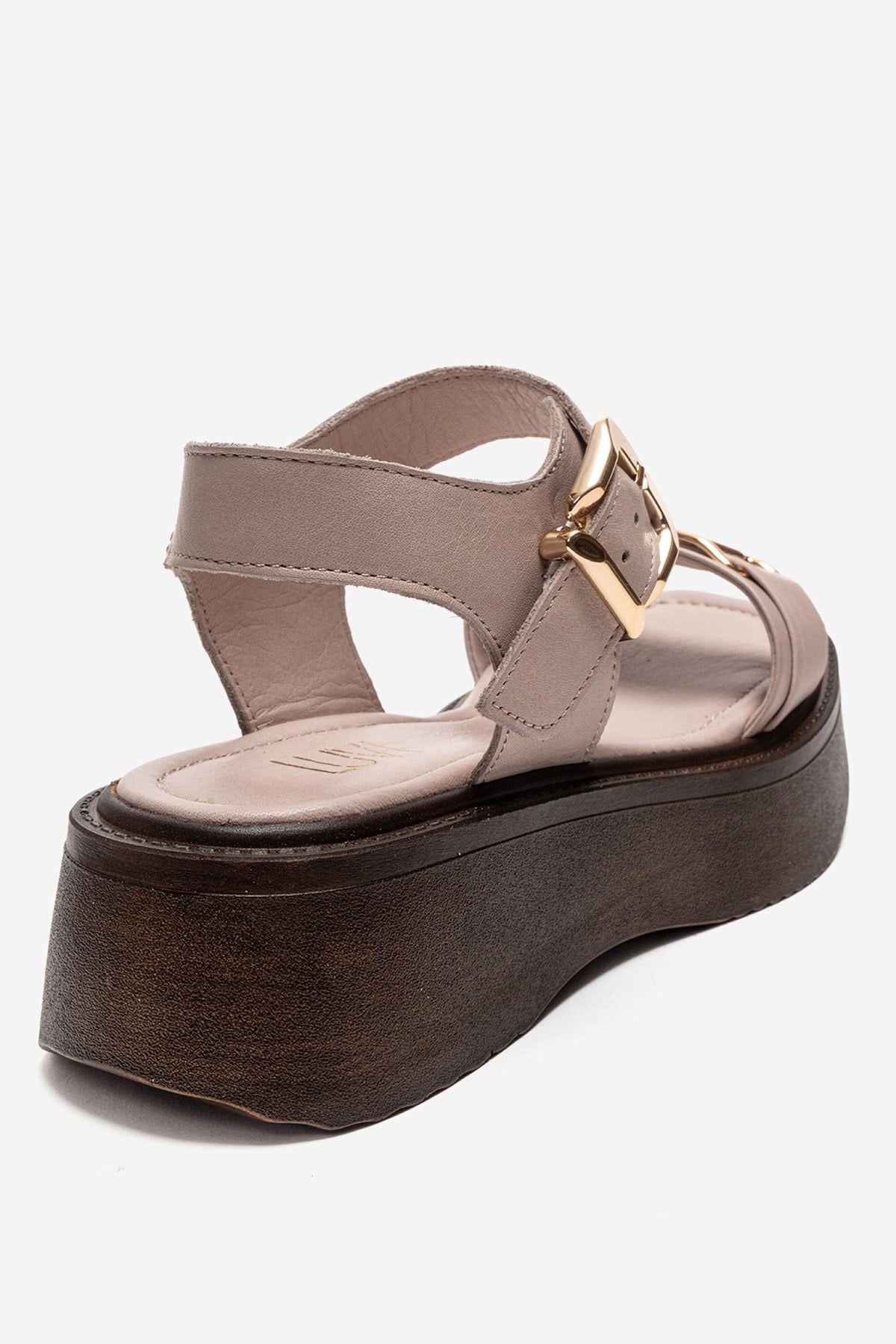 LONE - Beige Genuine Leather Chunky Platform Sandal (Women)