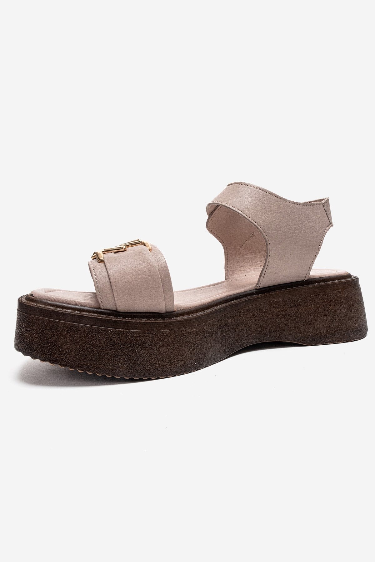 LONE - Beige Genuine Leather Chunky Platform Sandal (Women)
