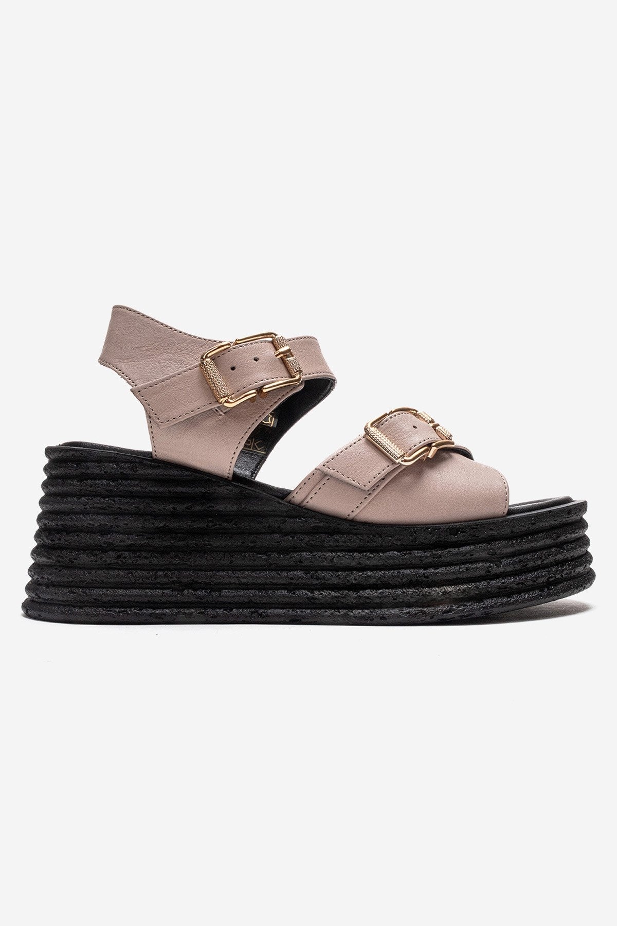 MIRETTE - Sandalia de plataforma de cuero genuino color blanco roto (Mujer)