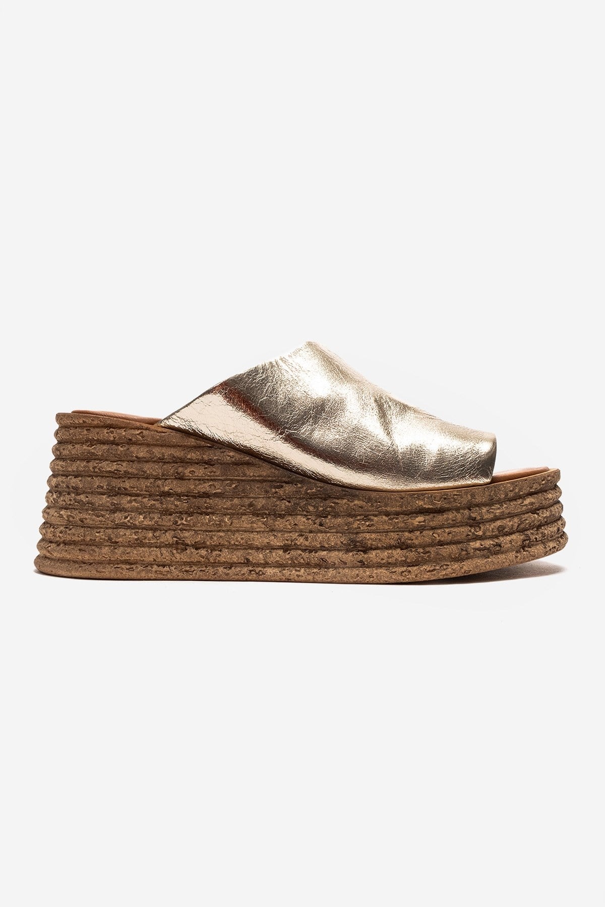 MARC - Gold Genuine Leather Wedge Heel Slide (Women)