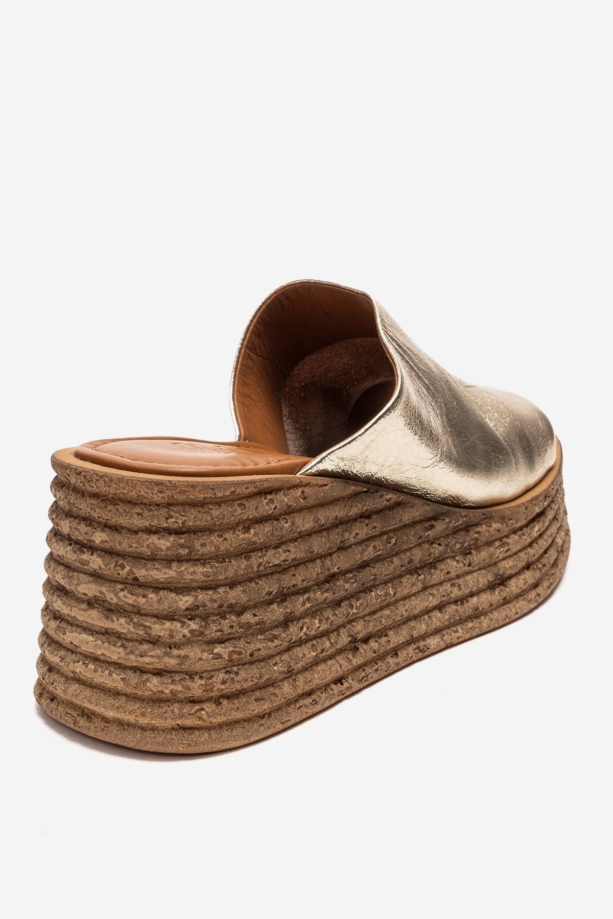MARC - Gold Genuine Leather Wedge Heel Slide (Women)