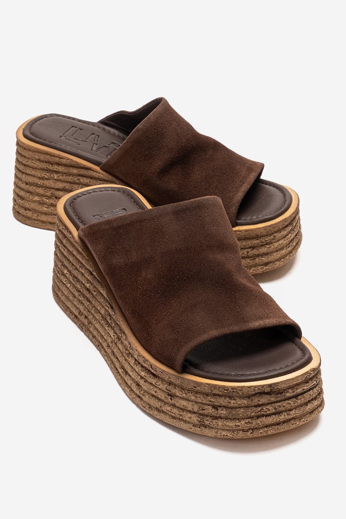 MARC - Brown Suede Leather Wedge Heel Slide (Women)