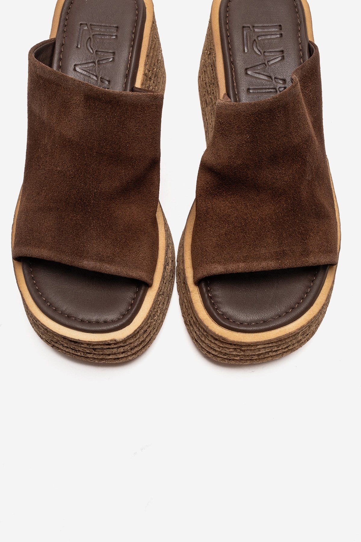MARC - Brown Suede Leather Wedge Heel Slide (Women)