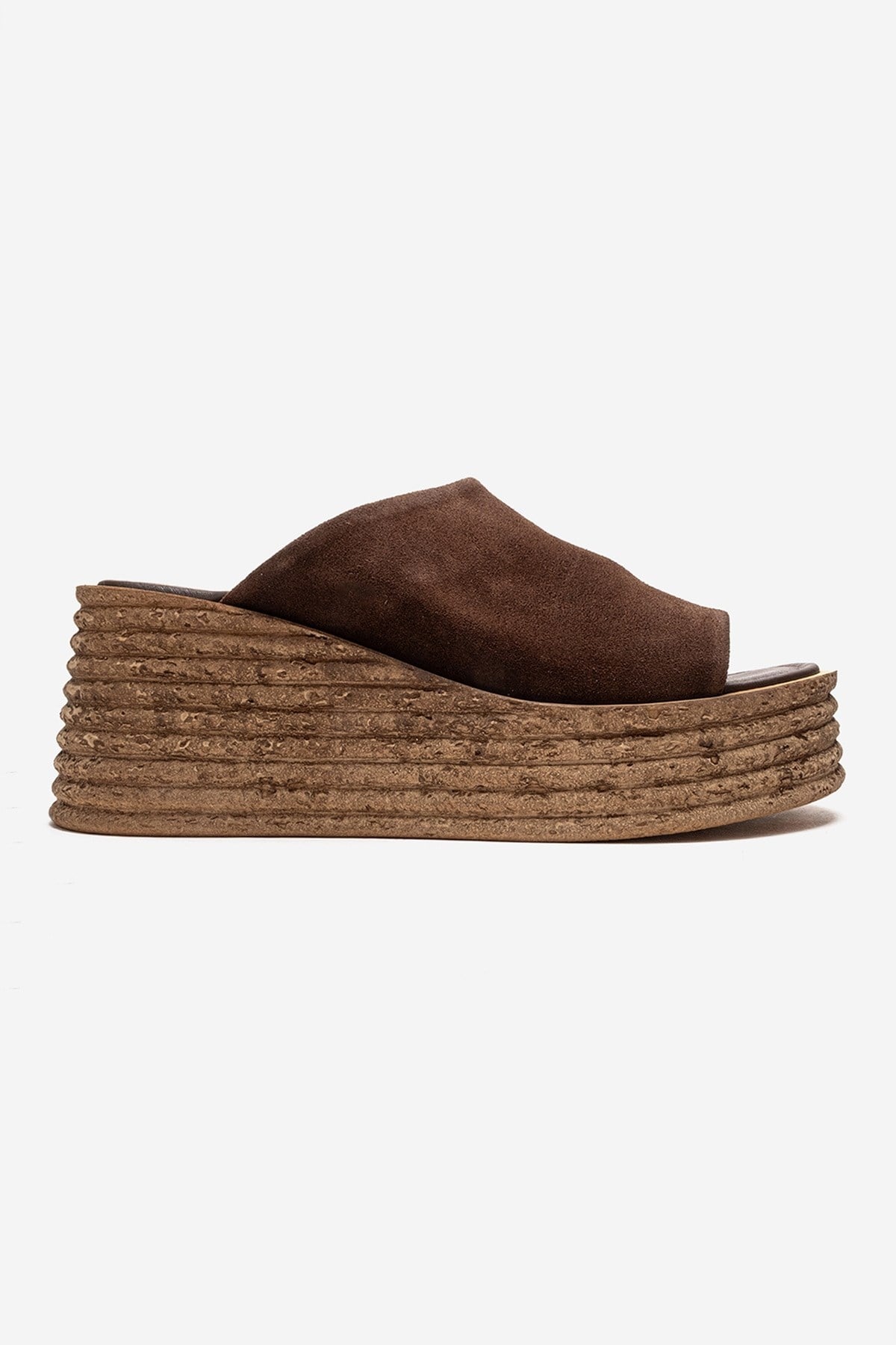 MARC - Brown Suede Leather Wedge Heel Slide (Women)
