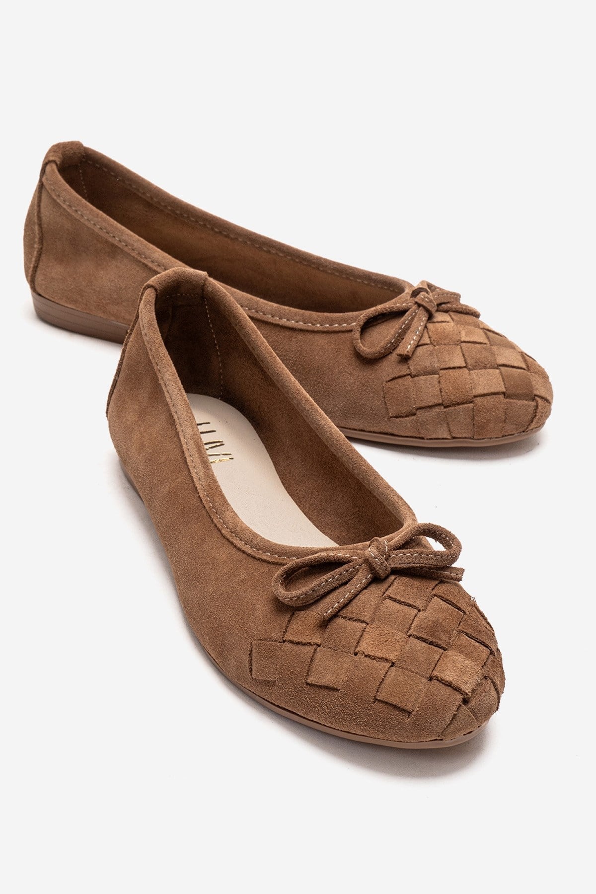 03 - Taupe Genuine Suede Leather Ballet Flat (Women)