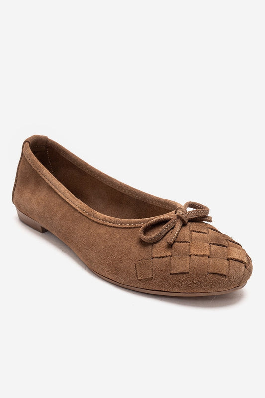 03 - Taupe Genuine Suede Leather Ballet Flat (Women)