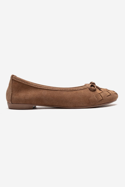 03 - Taupe Genuine Suede Leather Ballet Flat (Women)