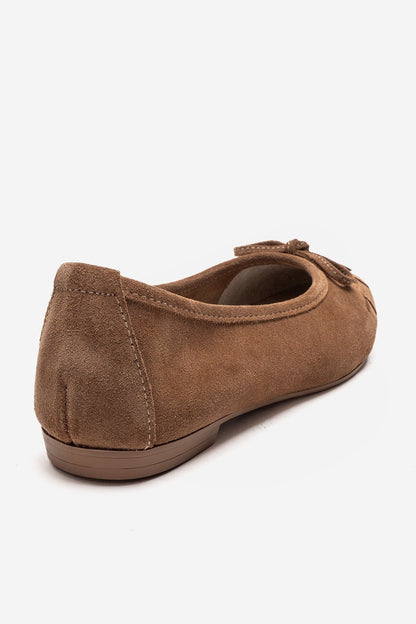 03 - Taupe Genuine Suede Leather Ballet Flat (Women)