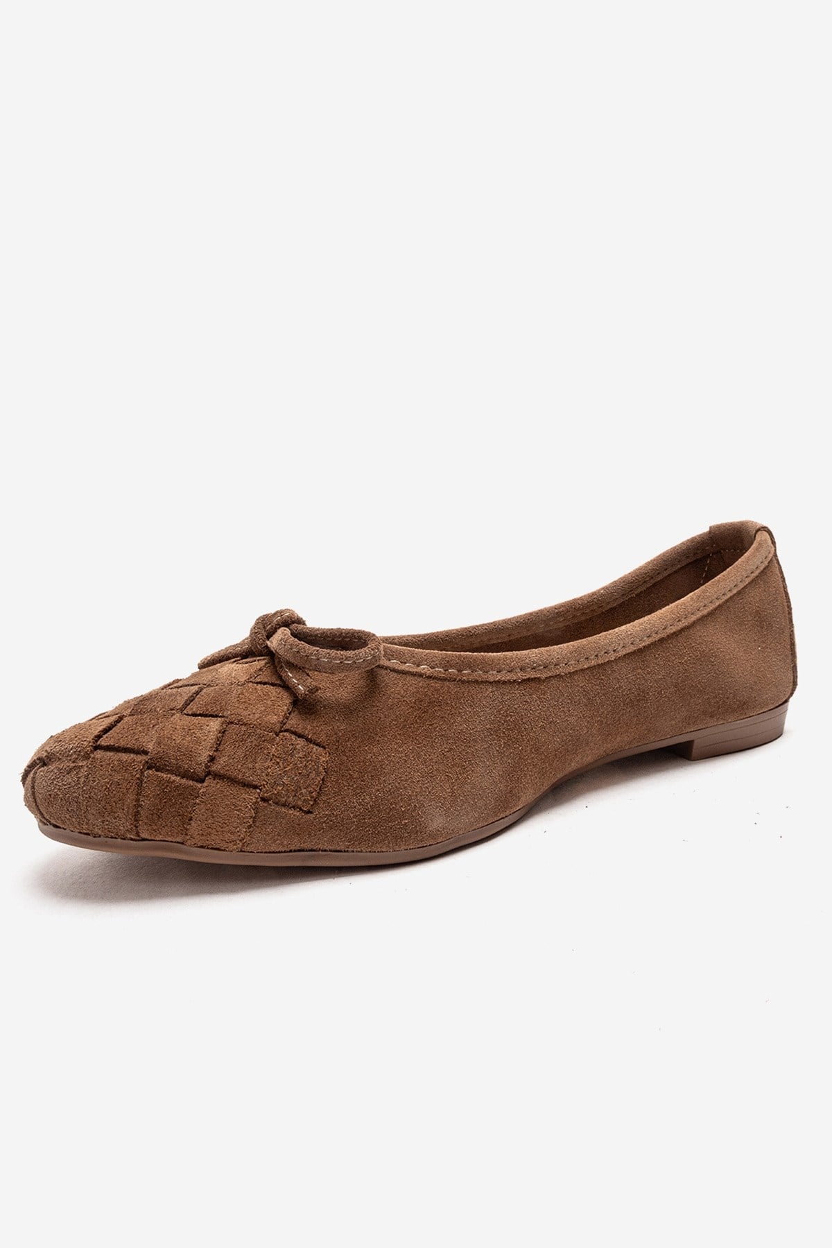 03 - Taupe Genuine Suede Leather Ballet Flat (Women)
